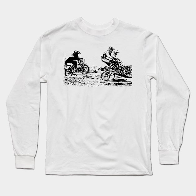 bmx racers Long Sleeve T-Shirt by rickylabellevie